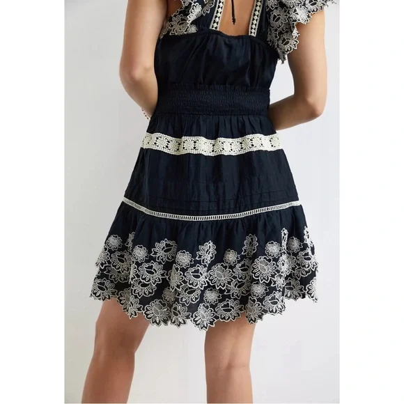 Anthropologie Embroidered Lace Skirt Black NWT Size XL - Picture 3 of 12